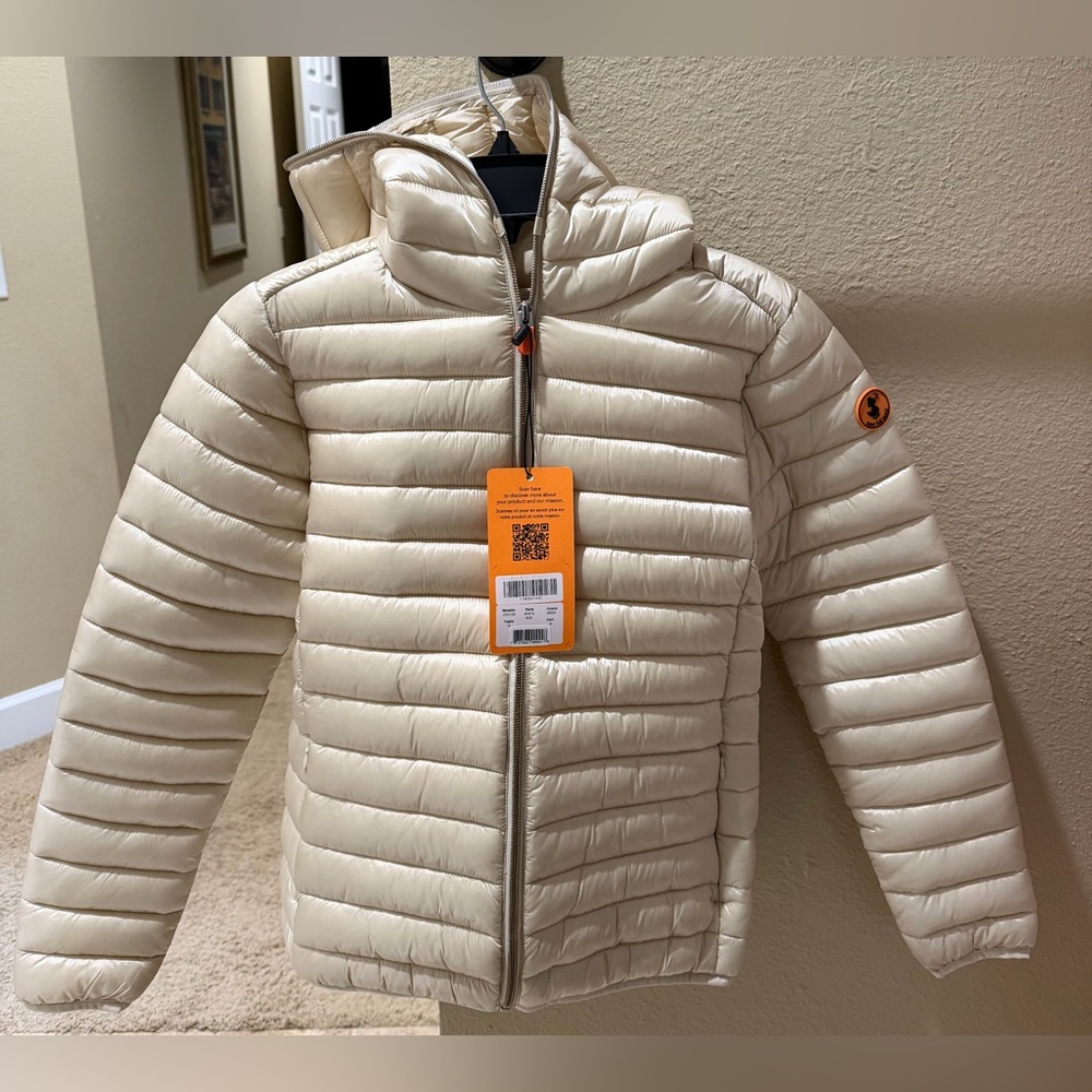 SAVE THE DUCK GIRLS' PUFFER JACKET MOD. IRIS IN SHORE BEIGE Size 14-New W/Tags!
